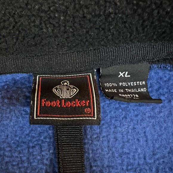 FOOT LOCKER Mens Size XL 1/4 Zip Blue and Black Fleece Pullover Sweater Jacket - Picture 2 of 7